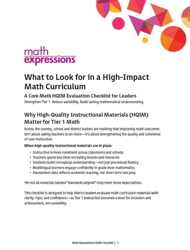 Core Math HQIM Checklist
